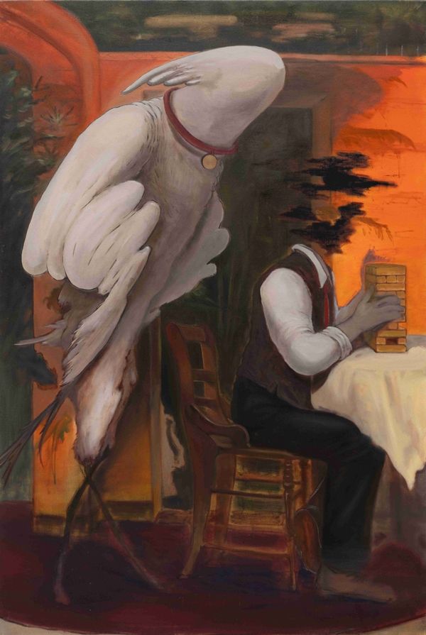 ▲ Seokwoo NAM 남석우, 낙관과 낙담 사이Between Optimism and Discouragement. 2024, Oil on canvas, 193.9x130.3cm / 사진: 갤러리 기체 제공