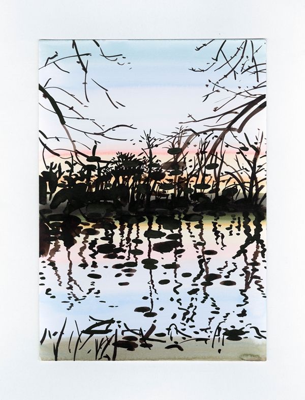 ▲ Kyuhyun KIM 김규현, 12.05 산책 (클라라 제트킨 공원, 라이프치히)Walks 05 December (Clara Zetkin Park, Leipzig), 2024, Watercolor and ink on paper