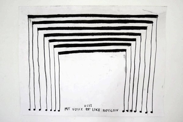 ▲ Christine Sun Kim, My Voice Acts Like ROYGBIV, 2015. Charcoal on paper, 30x40cm. Deutsche Bank Collection. ©Christine Sun Kim / 사진: 휘트니미술관 제공&nbsp;