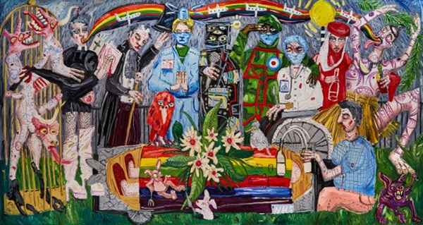 ▲&nbsp; 데일 루이스, 'No Place Linke Home', 캔버스에 아크릴과 유화, 200×375㎝, 2021 / 사진: 헤레디움 제공