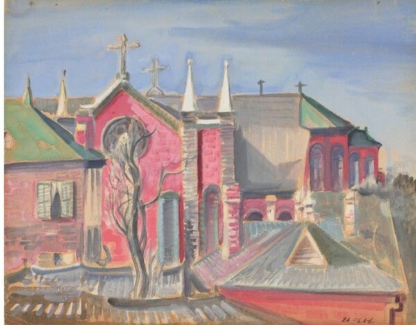 ▲ 이인성, 계산동성당, 1930년대, 종이에 수채물감,&nbsp;34.5×44cm / 사진: 국립현대미술관 제공&nbsp;