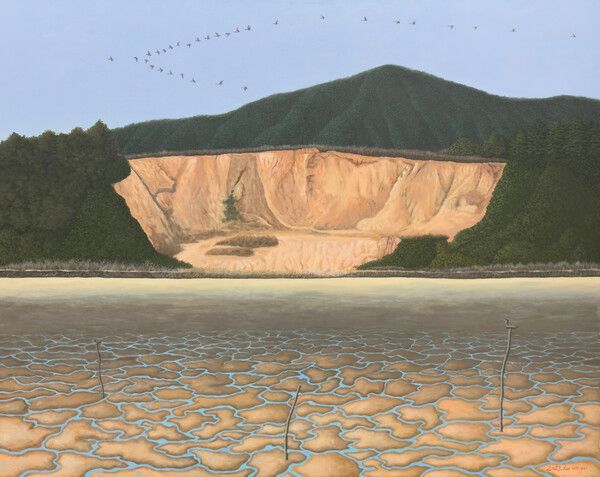 ▲ 이운구, 땅의 기억-잊혀진 미래, 캔버스 위 아크릴, 130.3x130.3cm, 2023 / 사진: 갤러리 인사아트 제공&nbsp;