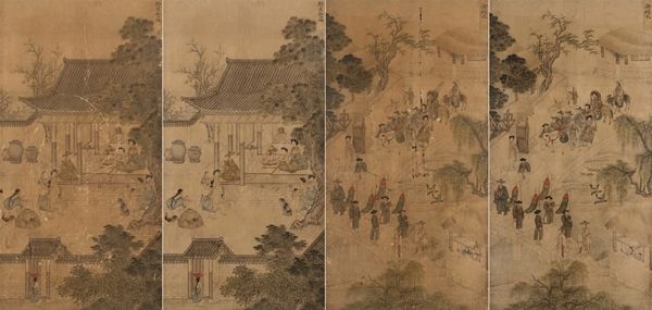 ▲ 국립중앙박물관 평생도. 왼쪽부터 1폭 원본과 디지털 복원본, 2폭 원본과 디지털 복원본 / 사진: 국립중앙박물관 제공