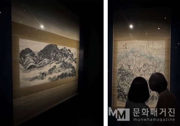 ▲ 전시장 내부 (좌)인왕제색도, (우)금강전도 / 사진: 정혜련 제공