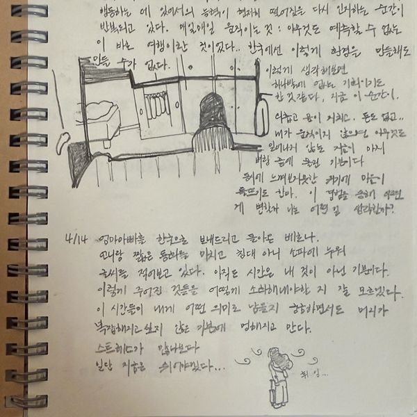 ▲ 방 한켠에서 기록한 흔적 / 사진: 김태이 제공