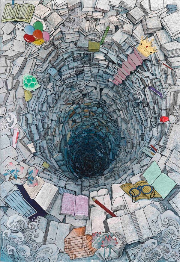 ▲ 이지영, 지식의소용돌이, 100x80cm, 은지, 혼합재료, 2025 / 사진: 갤러리 은 제공&nbsp;