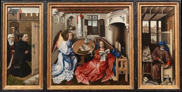 ▲ 수태고지 세 폭 제단화(메로드 제단화), Workshop of Robert Campin Netherlandish, 1427– 32년경
