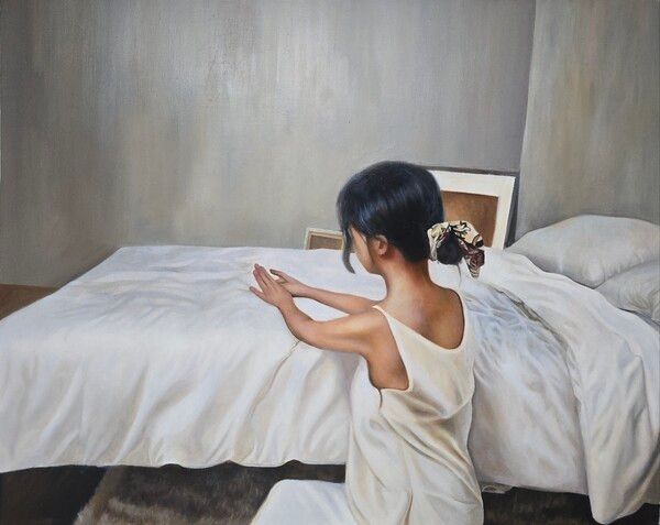 ▲ 침묵과 마주봄 , 130 X130 , oil on canvas, 2025 / 사진: 갤러리 이레 제공&nbsp;