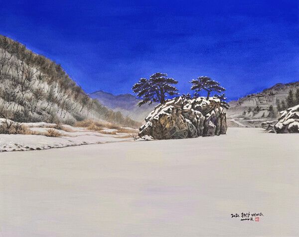 ▲ 서범구, 홍천강 배바위, 30호, 2021 / 사진: 갤러리 은 제공&nbsp;