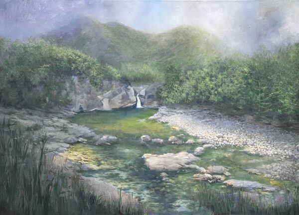 ▲ 김형곤, 두타연의 풍경 Series No. 2025-I, 65x91x2.5cm, Oil on Linen, 2025 / 사진: 갤러리 은 제공&nbsp;