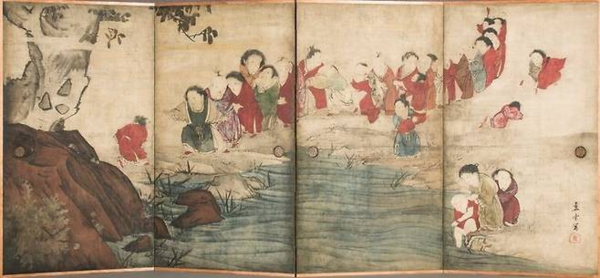 ▲ 나가사와 로세쓰, 당자유도병풍, 에도 시대 18세기 / 사진: 국립중앙박물관 제공