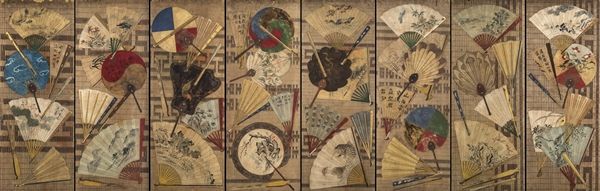 ▲ 백선도8폭병풍(百扇圖八幅屛風), 20세기, 종이에 채색, 서울대학교박물관