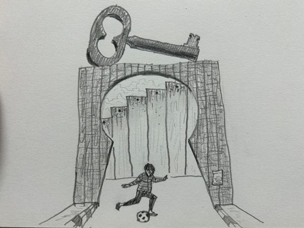 ▲ 팔레스타인의 사진을 보고 상상해서 그린 드로잉 / 그림: 류호경