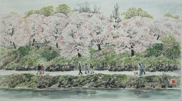 ▲ 윤혜숙, 공지천의 한일(閑一), 52x90cm,, 한지에 수묵담채, 2025 / 사진: 갤러리은 제공&nbsp;