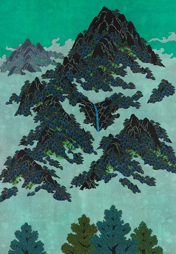 ▲ 구름속의 산책 #1, 162x112, 종이에 먹, 아크릴, 2012 / 사진: 토포하우스 제공&nbsp;