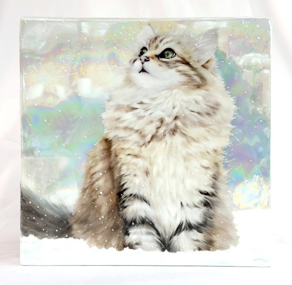 ▲ 아트오브제, 양두화, 겨울고양이, 30X30, 도자기에그림 porcelain color, luster, gold / 사진: 갤러리은 제공&nbsp;