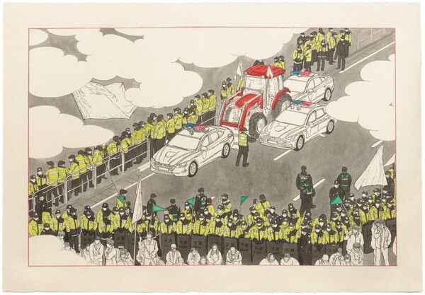 ▲ 김소정, Por qué 01, 2025, 한지에 먹과 채색, 70×100cm / 사진: (재)한원미술관 제공&nbsp;