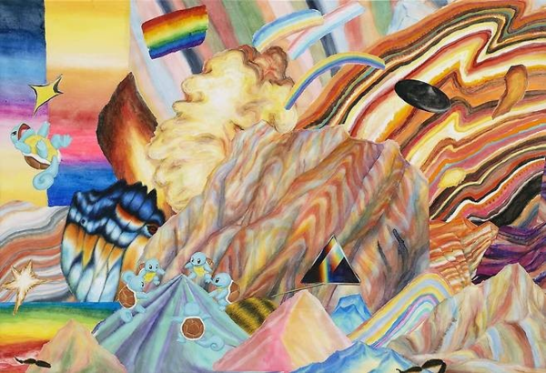 ▲ 조세랑, 망막 끝 여름, 화선지에 수묵채색 꼴라주, 116X80cm, 2025 / 사진: 교보문고 제공