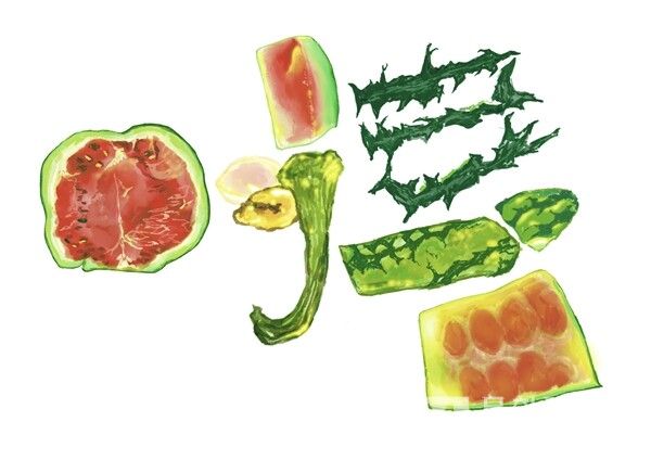 ▲ 수박으로 쓴 '여름' 글씨 / 그림: 벼내림&nbsp;