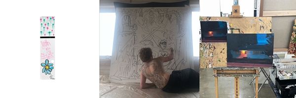 ▲ 왼쪽부터 권지용의 그림, yung lean의 작업 과정, 검정치마의 그림