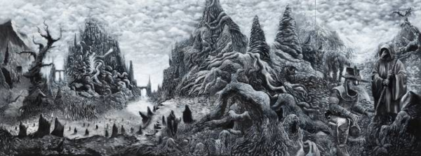 ▲ 강민현(대구대), 잿빛 성, Acrylic on canvas, 388x145.5cm, 2025 / 사진: 대구미술협회 제공&nbsp;