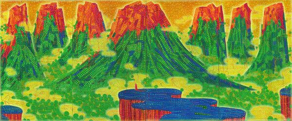 ▲ 진더펑, Broken Shell-When Staring Become Play Script 破壳--当凝望成剧本, 2018, acrylic on canvas, 200×480cm / 사진: 아트센터 화이트블럭 제공&nbsp;