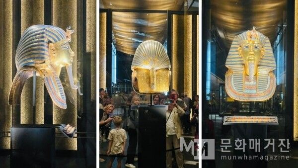 ▲ 이집트 대박물관으로 이전된 후 마침내 사진 촬영이 허용되어 전 세계 관광객들의 뜨거운 관심 속 찬란한 빛을 발하고 있는 투탕카멘의 황금 마스크 / 사진: 한민광 제공