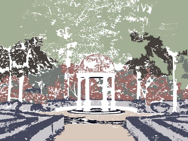 ▲ 미술심리치료사 수업을 들은 후로 식물이 우거진 장소에 건물이나 구조물이 서 있는 풍경을 즐겨 그리게 됐다 / 그림: 정혜원