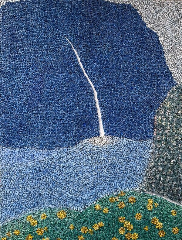 ▲ 허회태, 내가 품은 꽃길5, 2025, 한지 및 혼합재료, 100x90cm / 사진: 에이치아트이엔티 제공&nbsp;