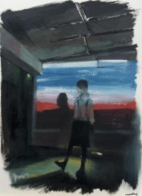 ▲ 'Boundary Light Studies 01', 2026, 54.5×38.0cm, Oil and charcoal on paper / 사진: 옥상팩토리 제공&nbsp;