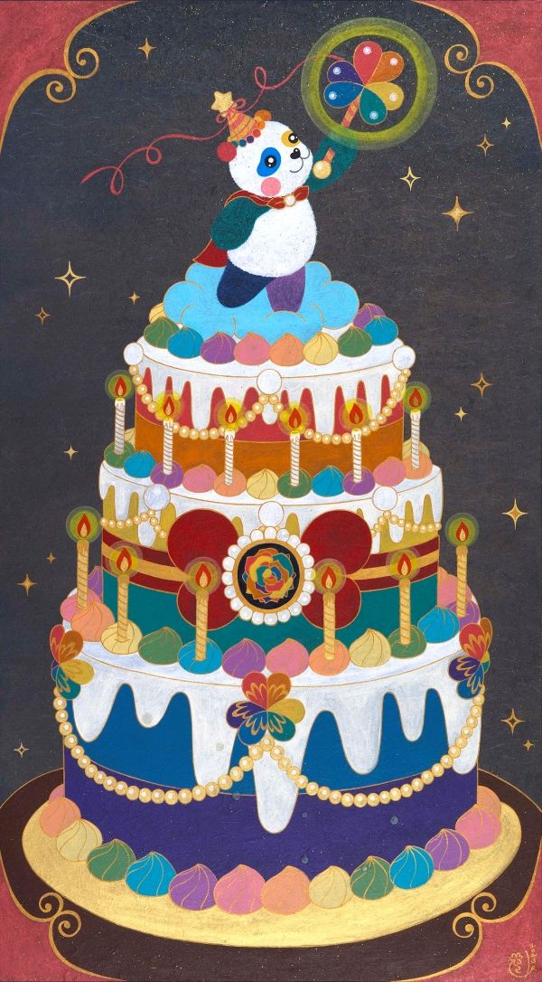 ▲ HBD.Present, 117x65cm, 한지에 아크릴, 2023