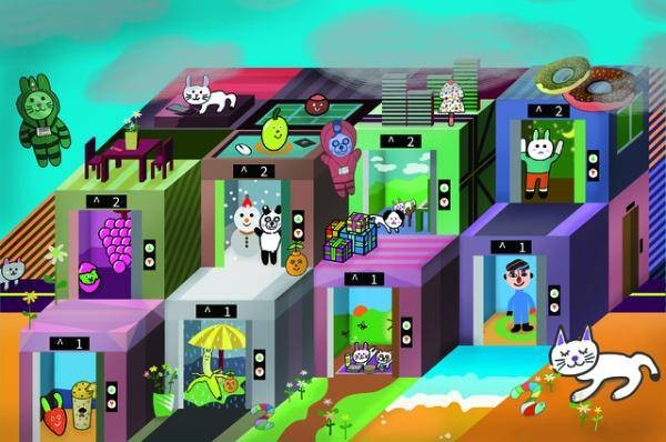 ▲ 김준우, 엘리베이터는 재밌지 / 사진: 관동산수 갤러리 제공