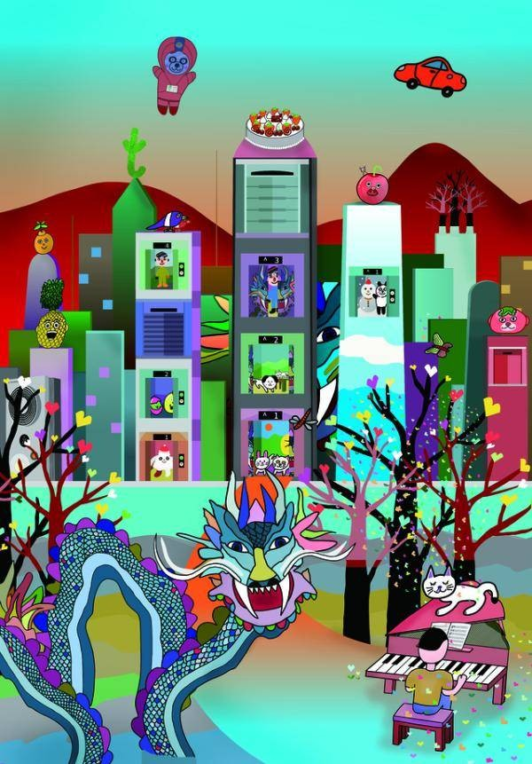 ▲ 김준우,&nbsp; 청룡이 사는 재밌는 도시 / 사진: 관동산수 갤러리 제공