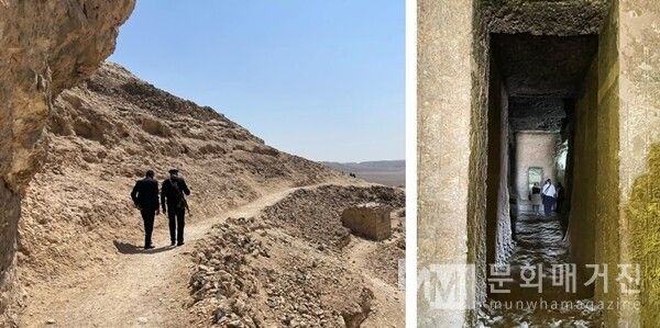 ▲ 메리레의 무덤으로 향하는 절벽 길과 좁은 통로. 과거의 영광과 현재의 탐방객이 만나는 역사의 현장이다 / 사진: 한민광 제공