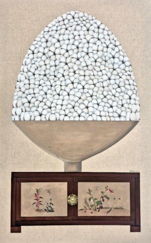 ▲ 환희&nbsp;溫花(온화),&nbsp;116.8x72.7cm,&nbsp;Color&nbsp;on&nbsp;Canvas,&nbsp;2026 / 사진: 한솥 아트스페이스 제공&nbsp;