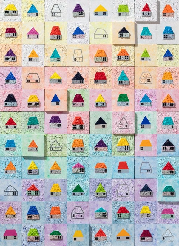 ▲ 합창 18, 110x80cm, Acrylic, Sand and Formboard on panel, 2024