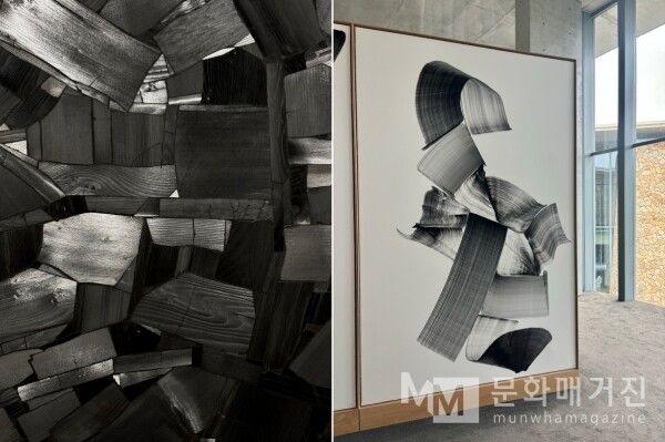 ▲ Issu du feu 불로부터(左), Brushstroke 붓질(右), 이배 / 사진: 단 제공