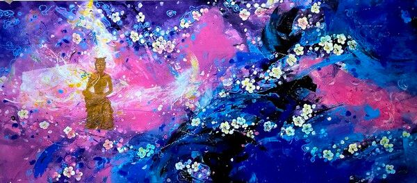 &nbsp;▲몽유매화, 100cm×220cm, Acrylic on hanji / 사진: 세종뮤지엄갤러리 제공&nbsp;