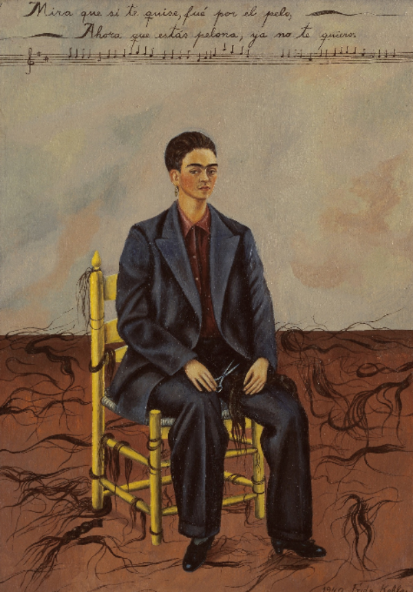 ▲ 프리다 칼로(Frida Kahlo), 짧은 머리의 자화상(Self-Portrait with Cropped Hair), MoMA, 1940