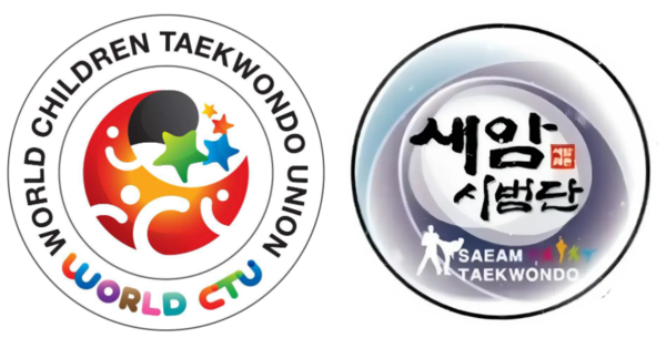 사진=세계어린이태권도연맹 과 새암어린이태권도 시범단 로고