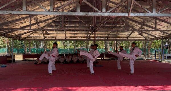 미얀마 경찰 교육생 태권도 수련 장면/사진 아시아태권도연맹 특보 이준석 사범 제공