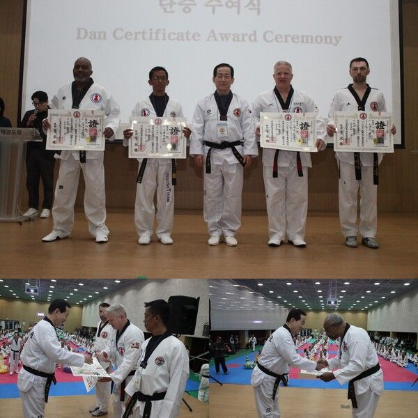 세계태권도지도관연맹 80주년 창관 기념 전야제 행사 일환으로 거행된 지우회장 주관 단증수여식 장면/사진=세계태권도지도관연맹 제공