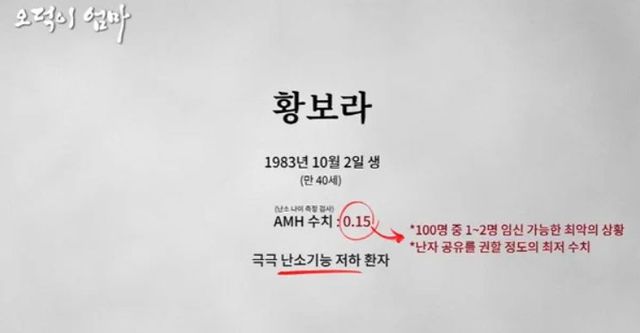 1%의 저조한 임신 가능성을 기록했다는 황보라 / 유튜브