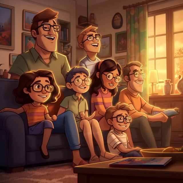 사진=가족 단위로 거실에 모여 TV를 시청하는 모습/뉴스크라이브