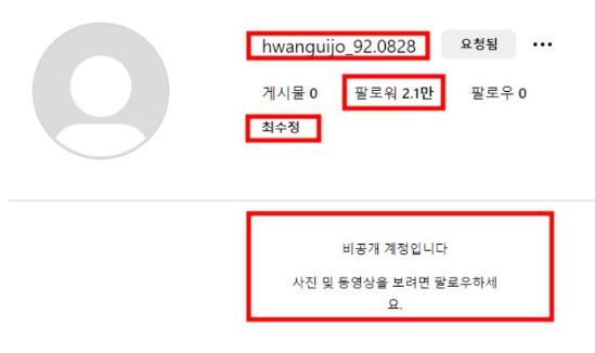 황의조의 연인이라고 지칭한 A씨를 사칭해, 가짜 SNS 계정을 만든 몇몇 누리꾼들 / SNS 캡쳐