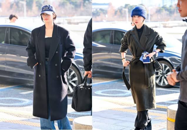 걸그룹 에스파 멤버 카리나와 윈터가 중국 상하이로 출국하는 모습 / 뉴스엔