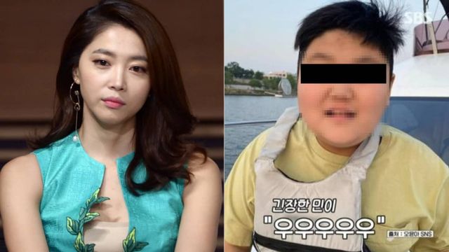 배우 오윤아와 방송에 출연한 그의 아들 사진