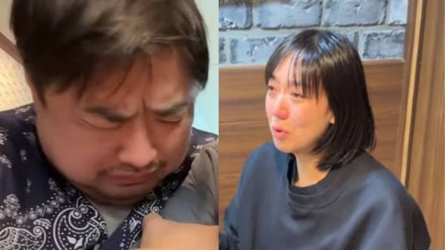 강재준과 이은형 부부가 눈물을 흘리며 우는 모습