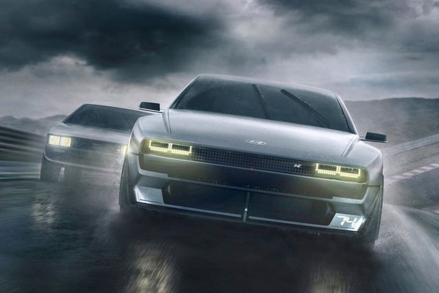 ▲현대차 포니 쿠페와 N 비전 74 콘셉트(사진=현대차)