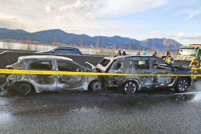 ▲토레스 EVX 화재 사고 현장(사진=KG모빌리티)